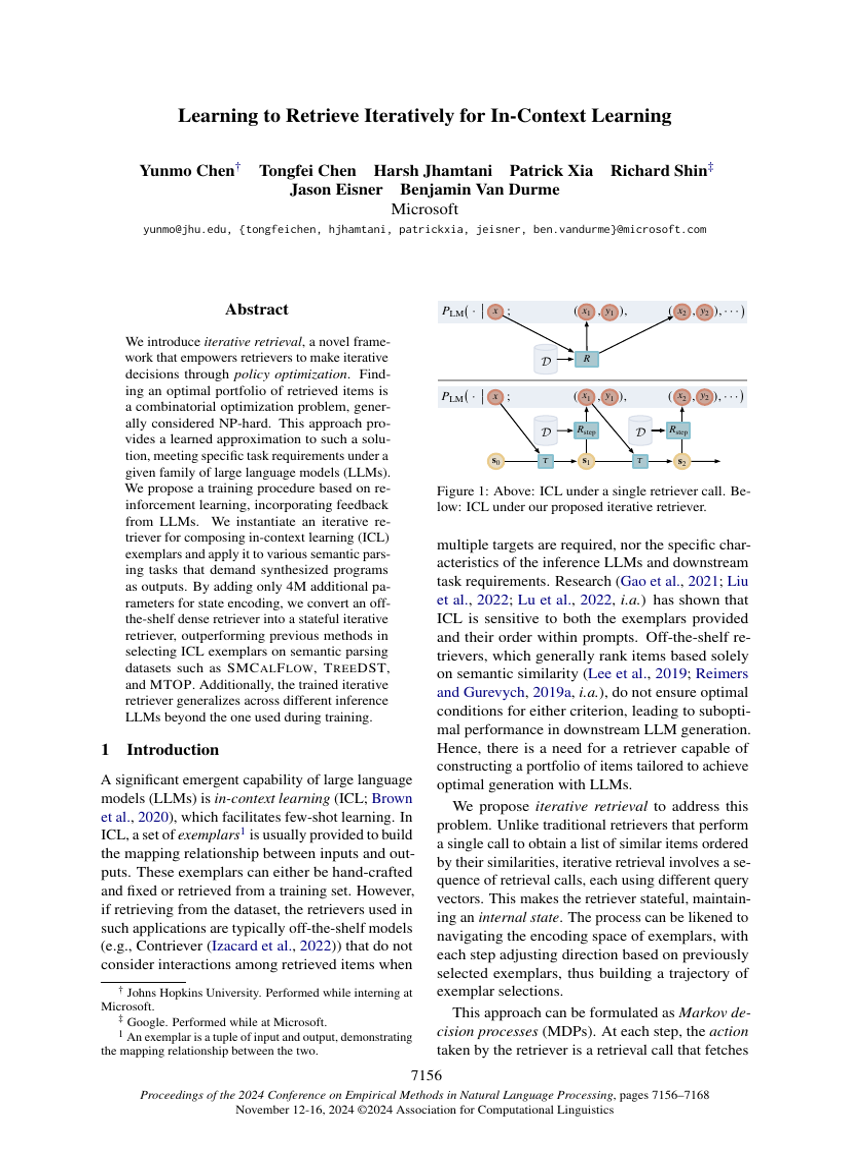 Learning to Retrieve Iteratively for In-Context Learning