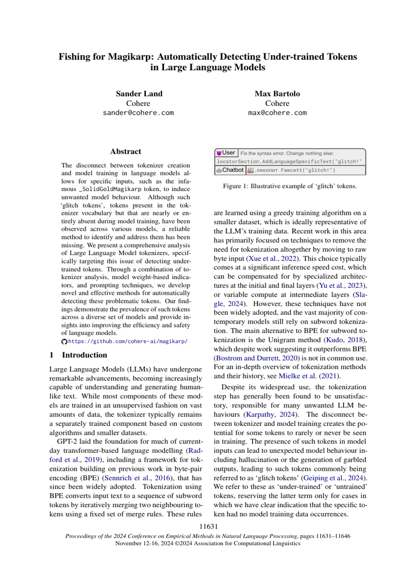 Fishing for Magikarp: Automatically Detecting Under-trained Tokens in Large Language Models