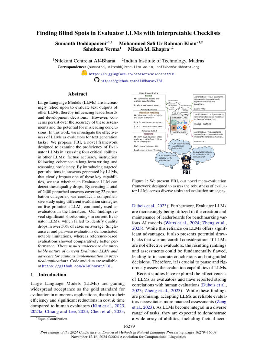 Finding Blind Spots in Evaluator LLMs with Interpretable Checklists