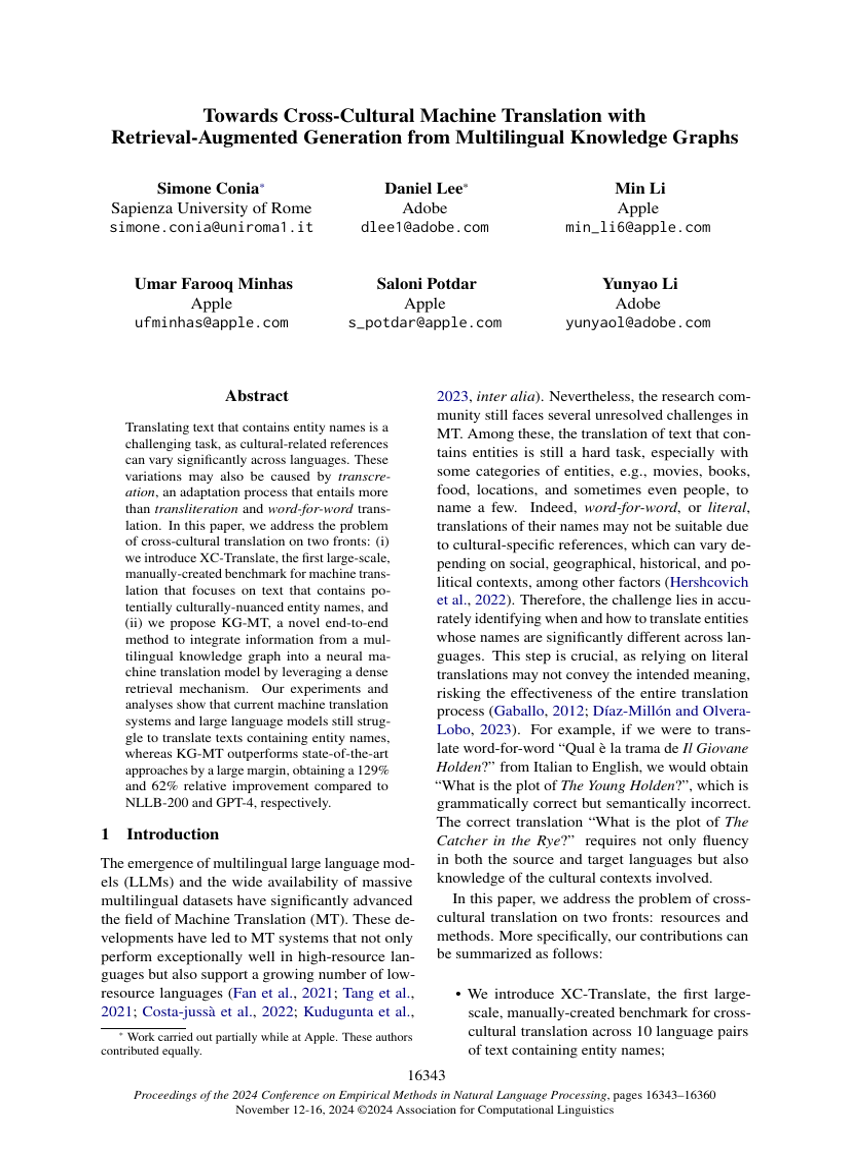 Towards Cross-Cultural Machine Translation with Retrieval-Augmented Generation from Multilingual Knowledge Graphs