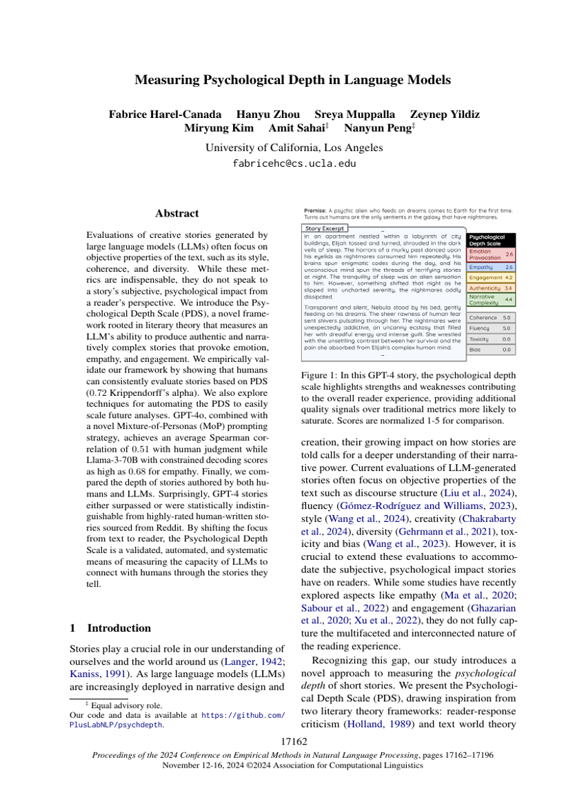 Measuring Psychological Depth in Language Models