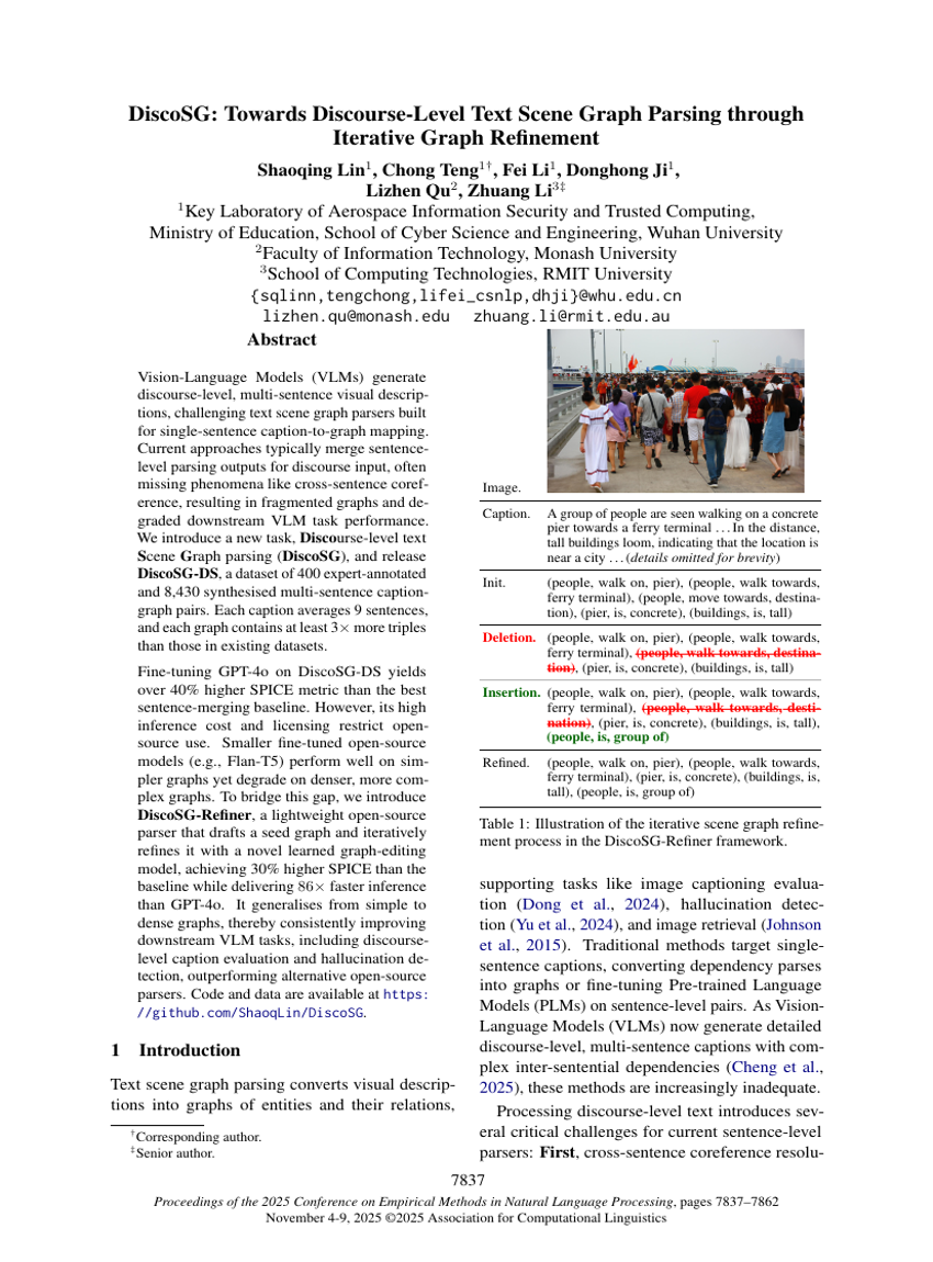 DiscoSG: Towards Discourse-Level Text Scene Graph Parsing through Iterative Graph Refinement