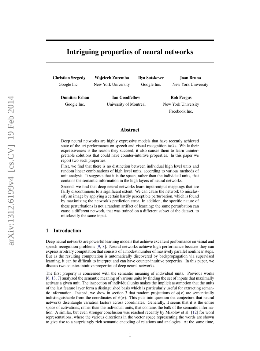 Intriguing properties of neural networks