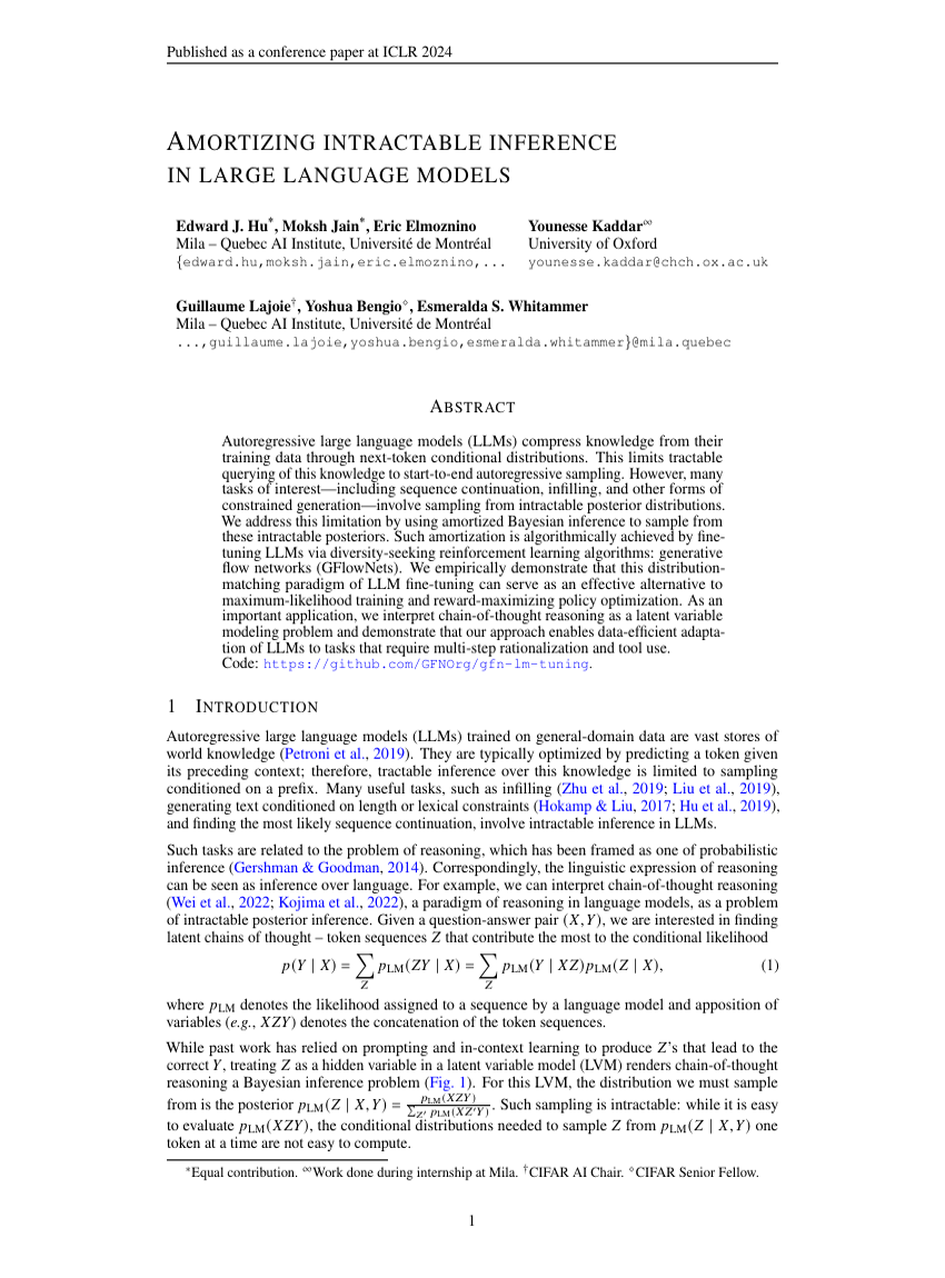 AMORTIZING INTRACTABLE INFERENCE IN LARGE LANGUAGE MODELS