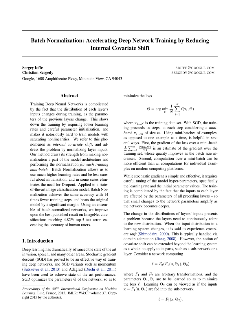 Batch Normalization: Accelerating Deep Network Training by Reducing Internal Covariate Shift