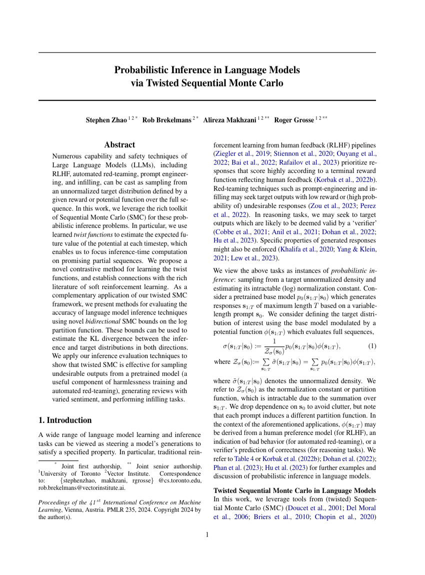 Probabilistic Inference in Language Models via Twisted Sequential Monte Carlo