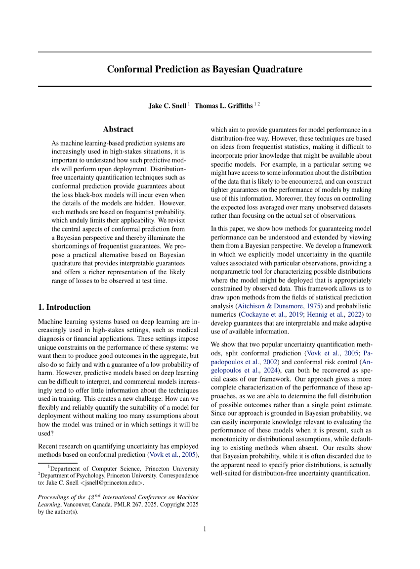 Conformal Prediction as Bayesian Quadrature