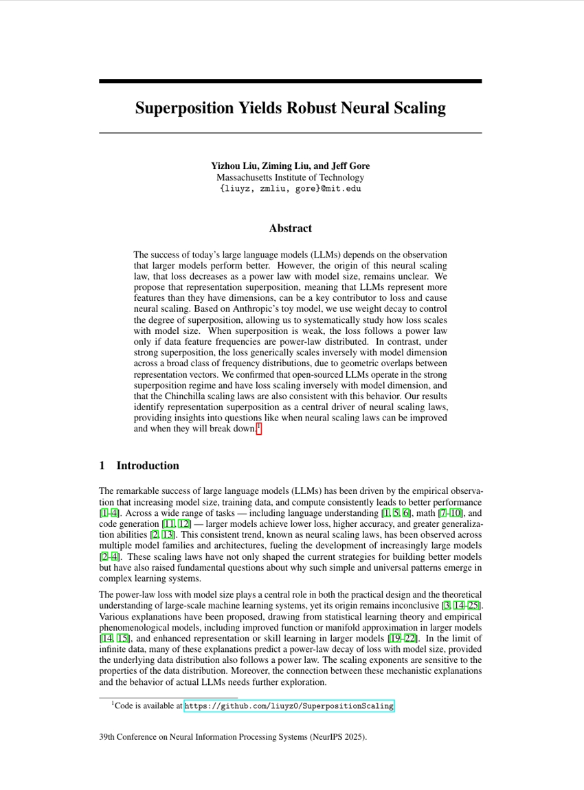 叠加效应带来稳健的神经缩放