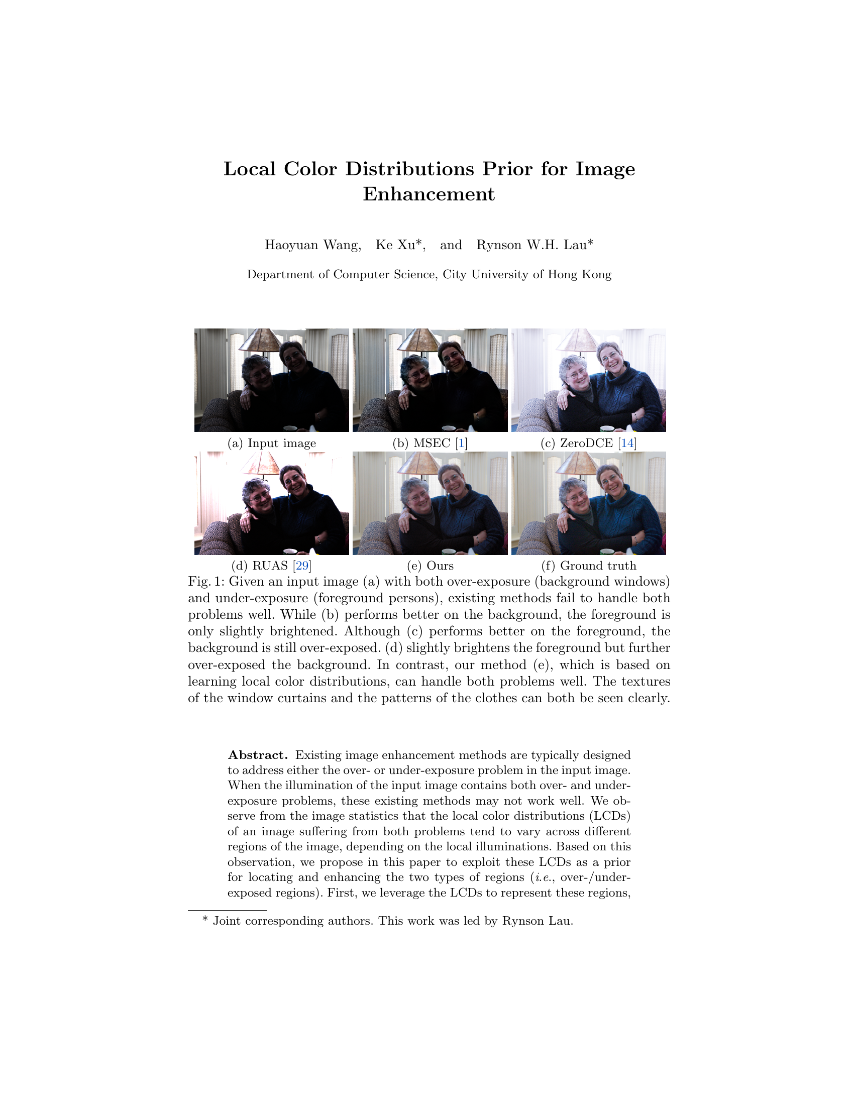 Distribution locale des couleurs comme prior pour l'amélioration d'images
