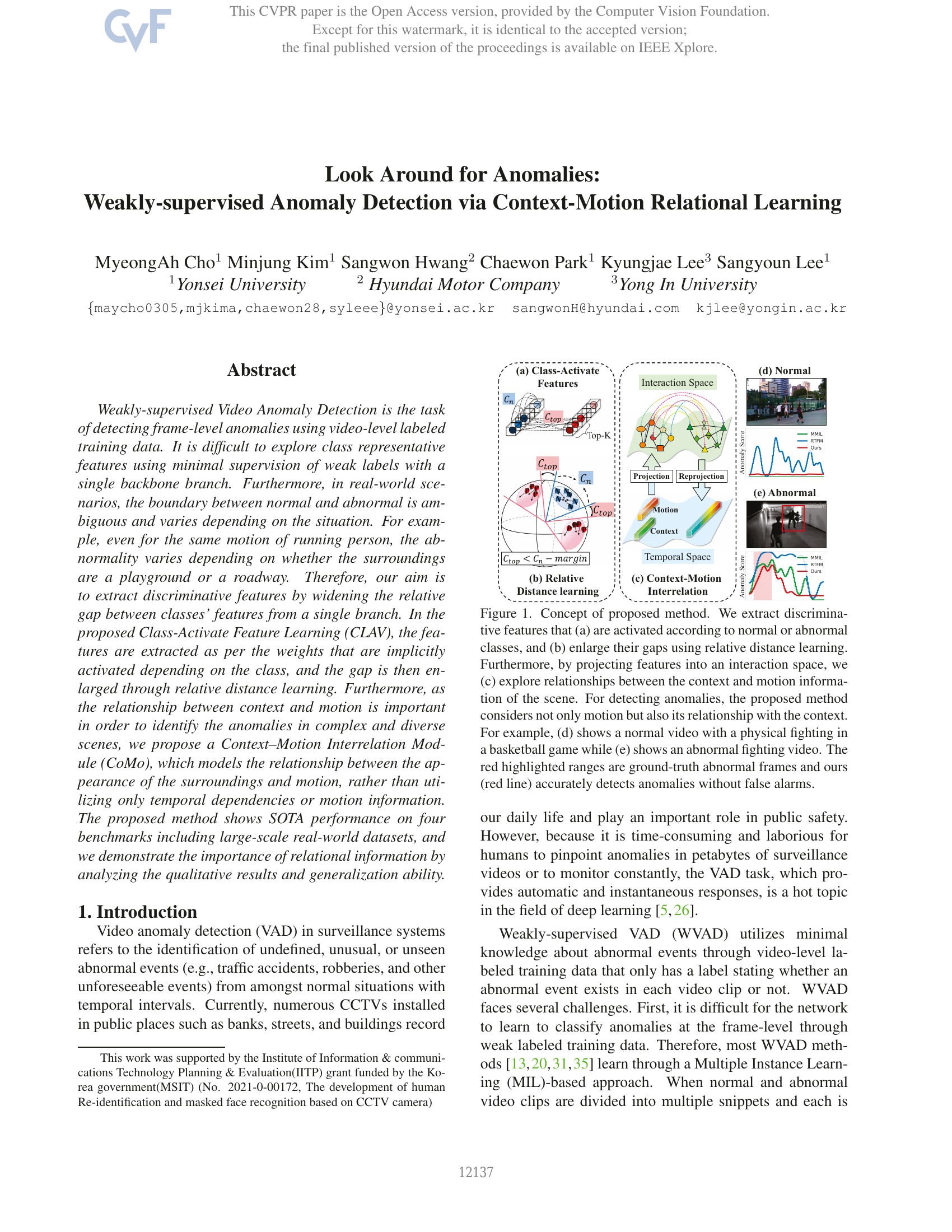Recherchez les anomalies dans votre environnement : Détection faiblement supervisée des anomalies par apprentissage des relations contexte-mouvement