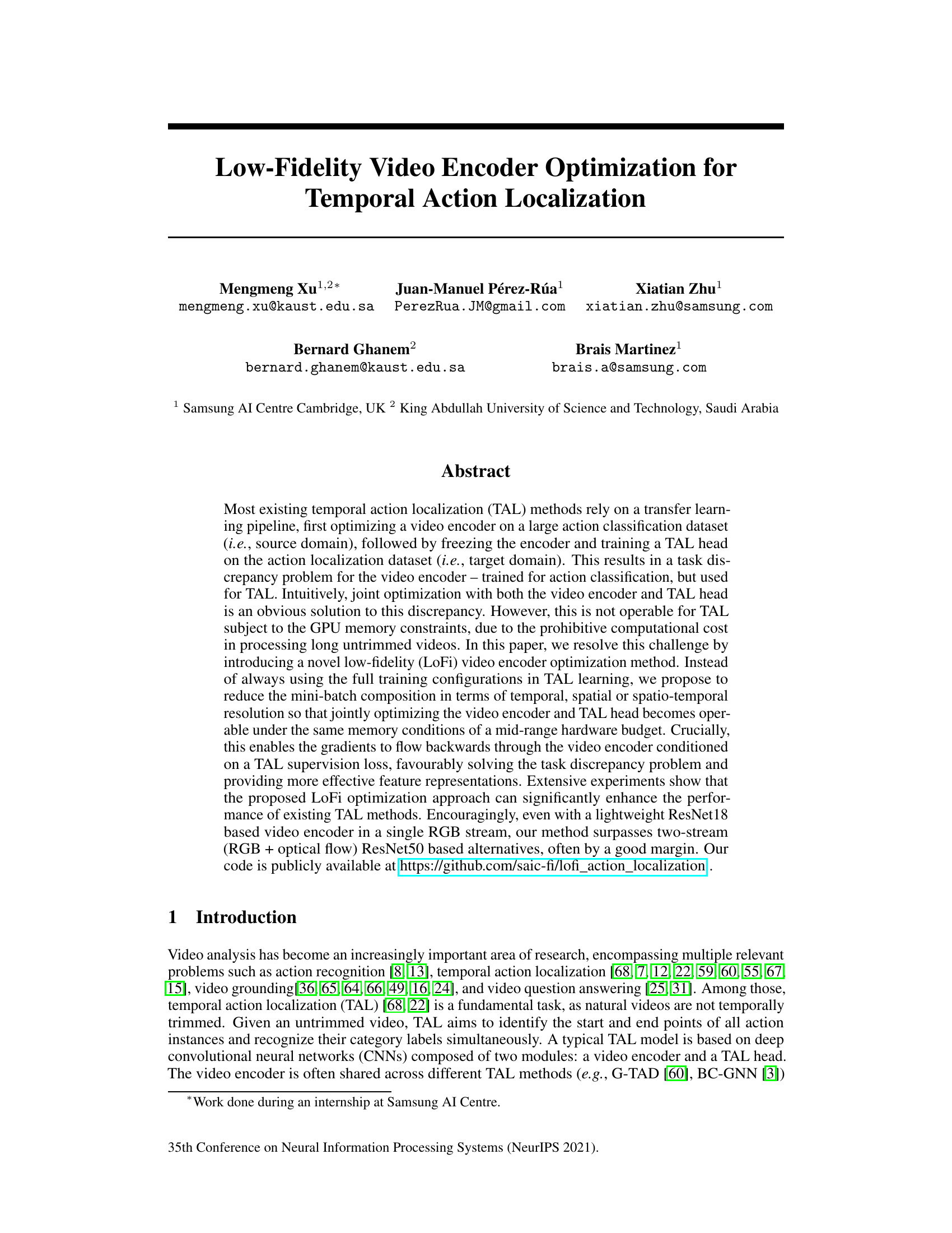 Optimierung eines Low-Fidelity-Video-Encoders für die zeitliche Aktionslokalisierung