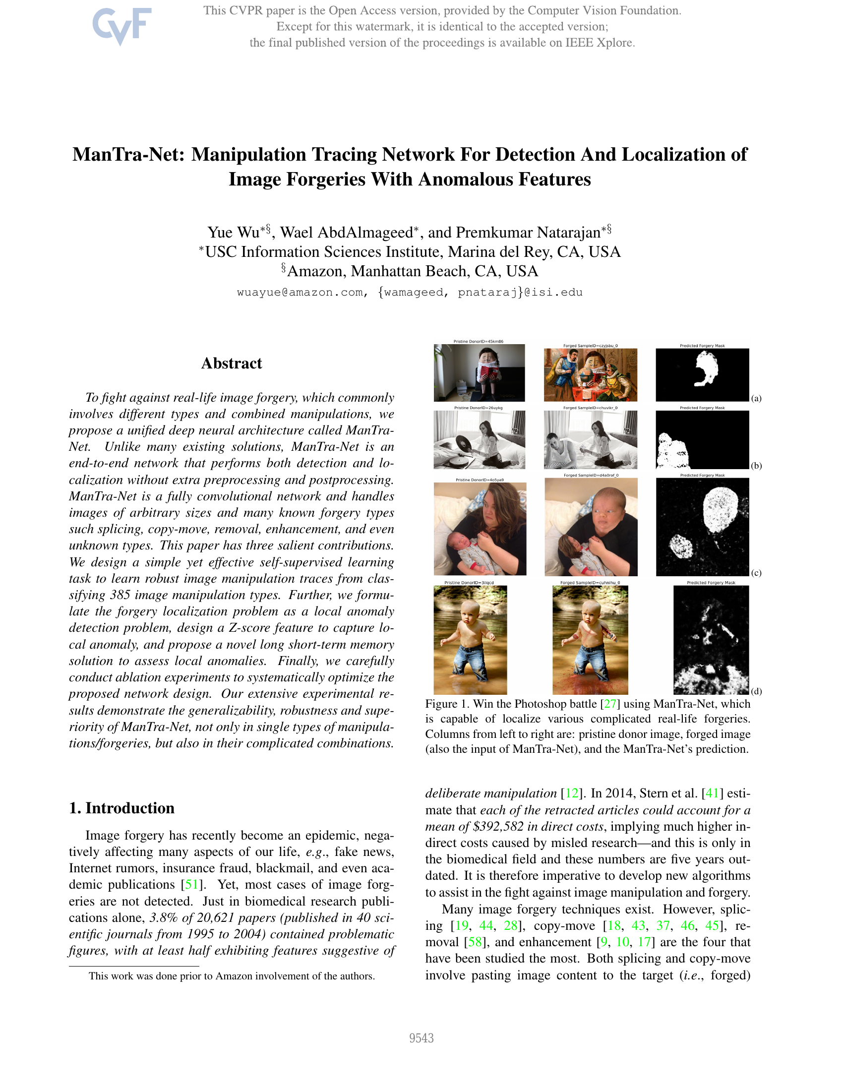 ManTra-Net：用于检测与定位具有异常特征的图像伪造的操纵追踪网络