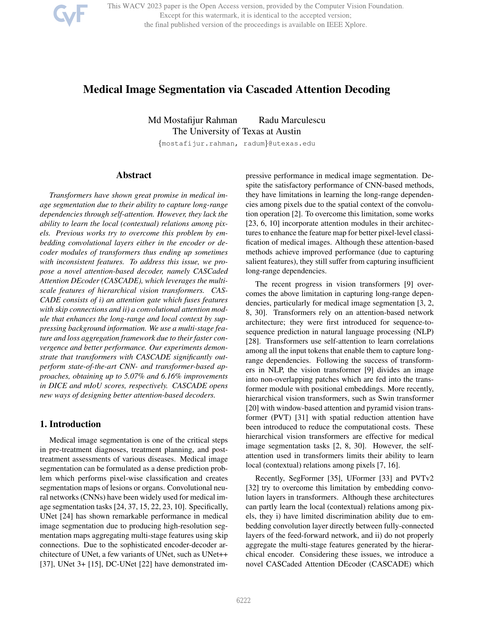 Segmentation d'images médicales par décodage à attention en cascade