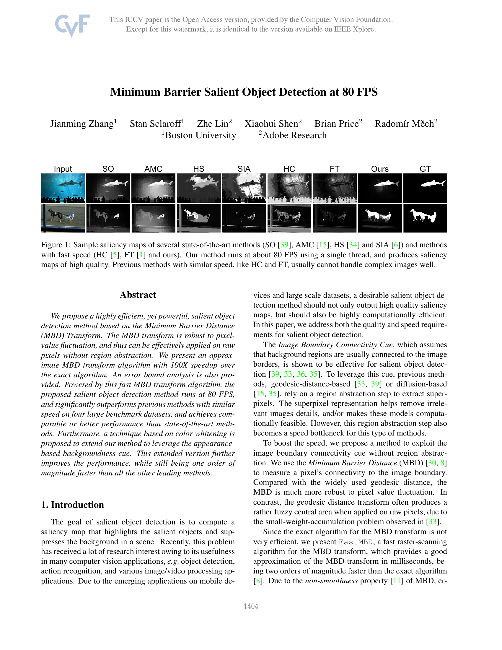 Détection d'objets saillants à barrière minimale à 80 FPS