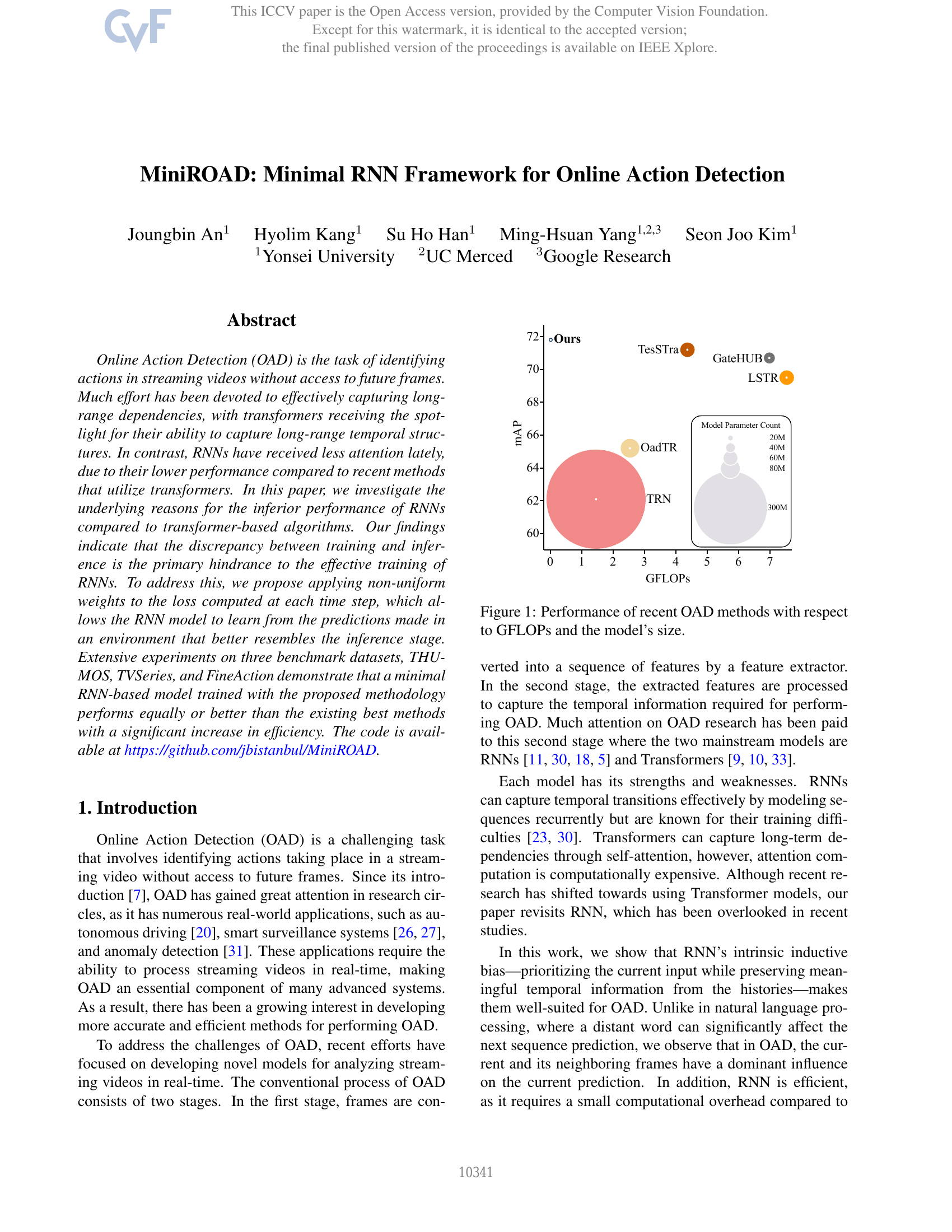 MiniROAD: Minimal RNN Framework for Online Action Detection