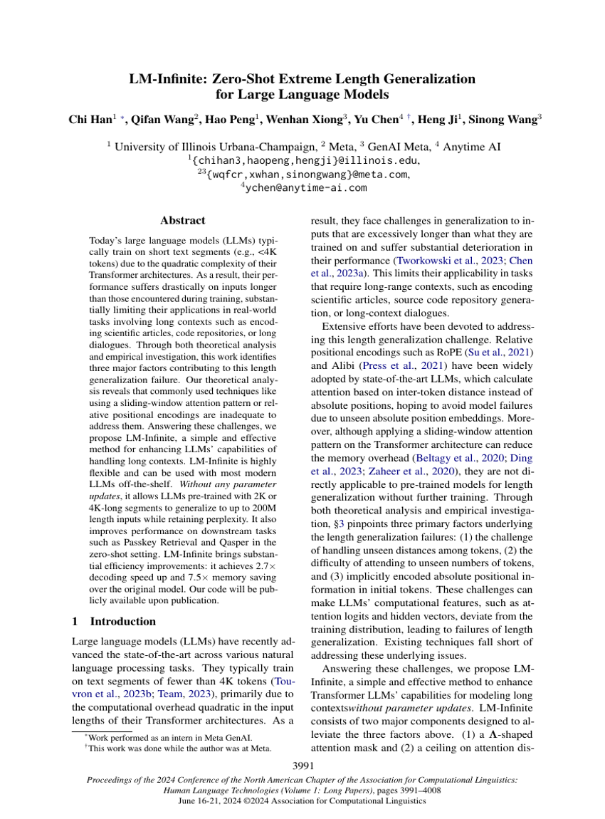 LM-Infinite: Zero-Shot Extreme Length Generalization for Large Language Models