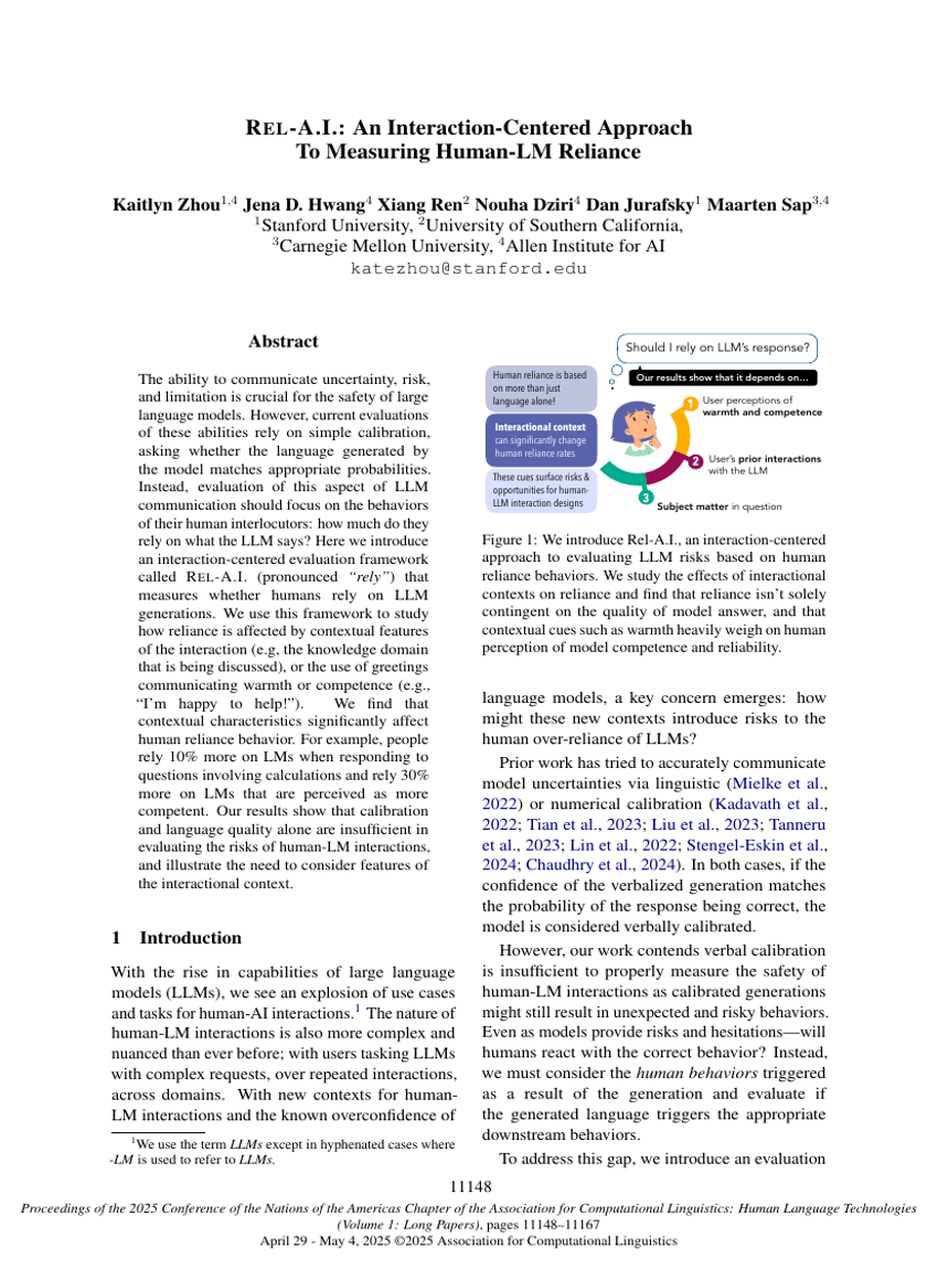 REL-A.I.: An Interaction-Centered Approach To Measuring Human-LM Reliance