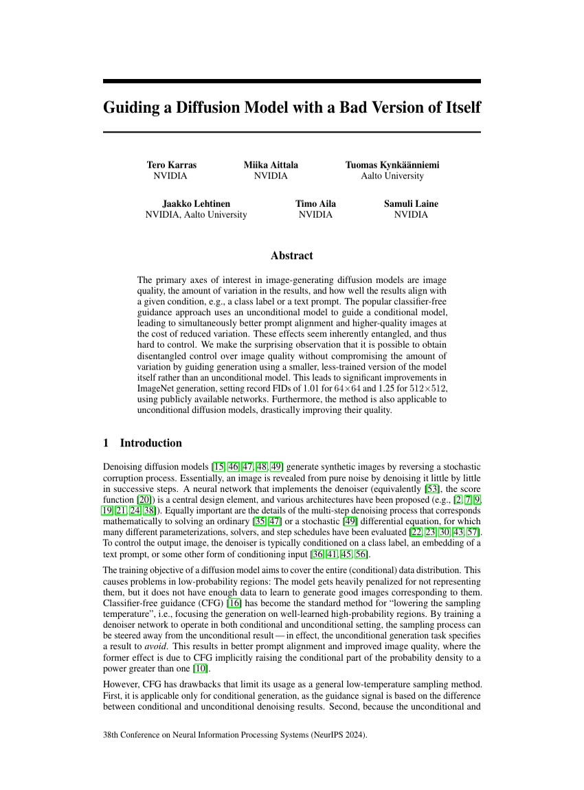 Guiding a Diffusion Model with a Bad Version of Itself