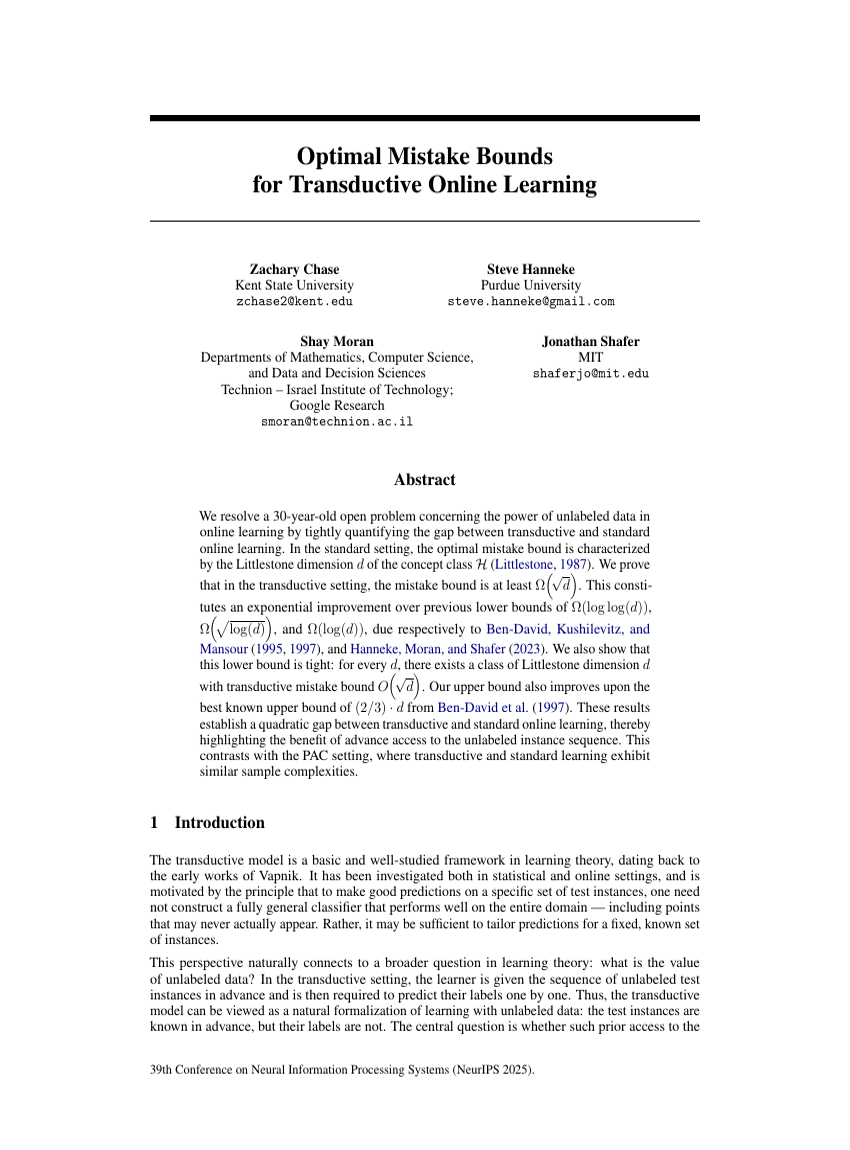 Optimal Mistake Bounds for Transductive Online Learning