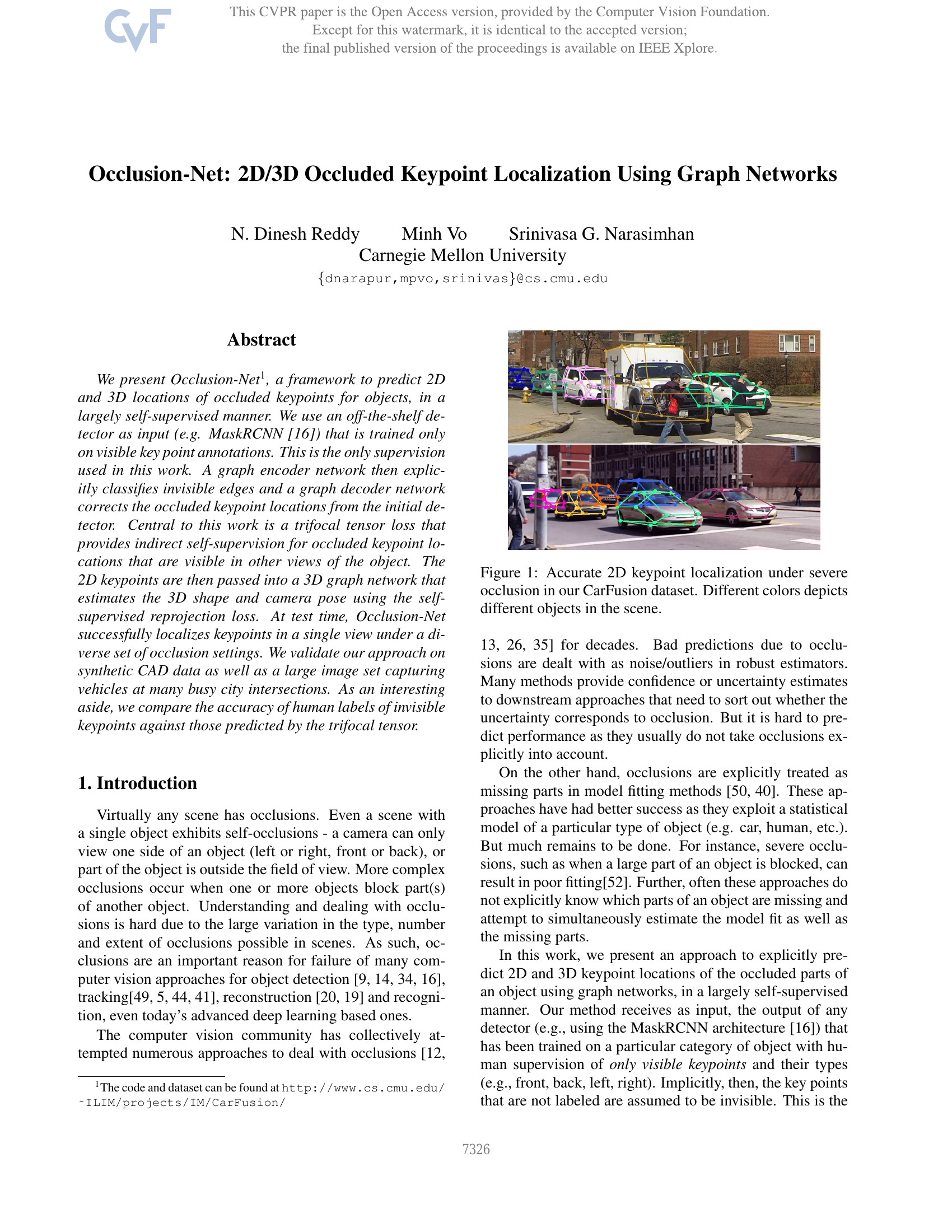Occlusion-Net：基于图网络的2D/3D遮挡关键点定位