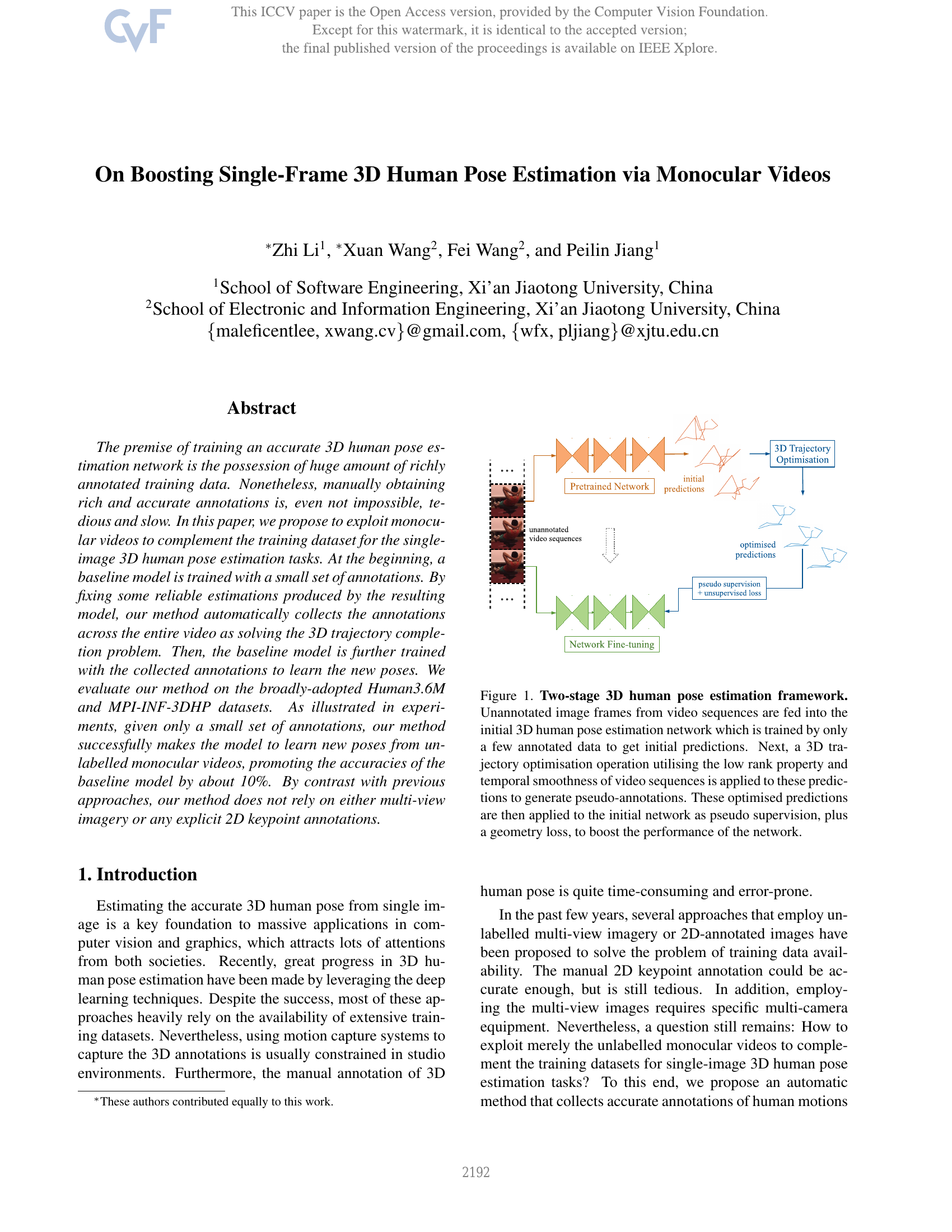 On Boosting Single-Frame 3D Human Pose Estimation via Monocular Videos