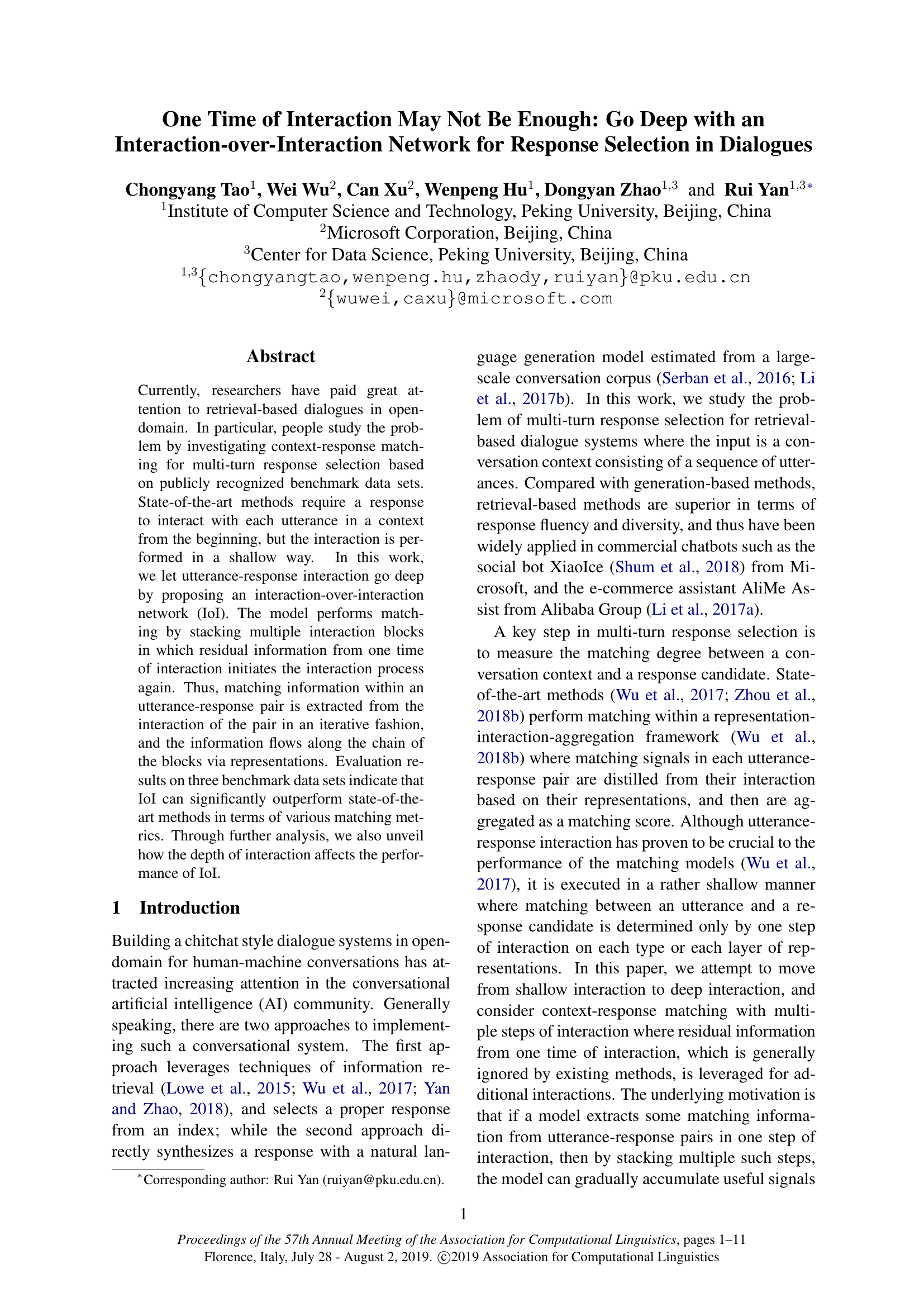 一次交互可能不够：通过交互级交互网络深入挖掘对话中的响应选择
