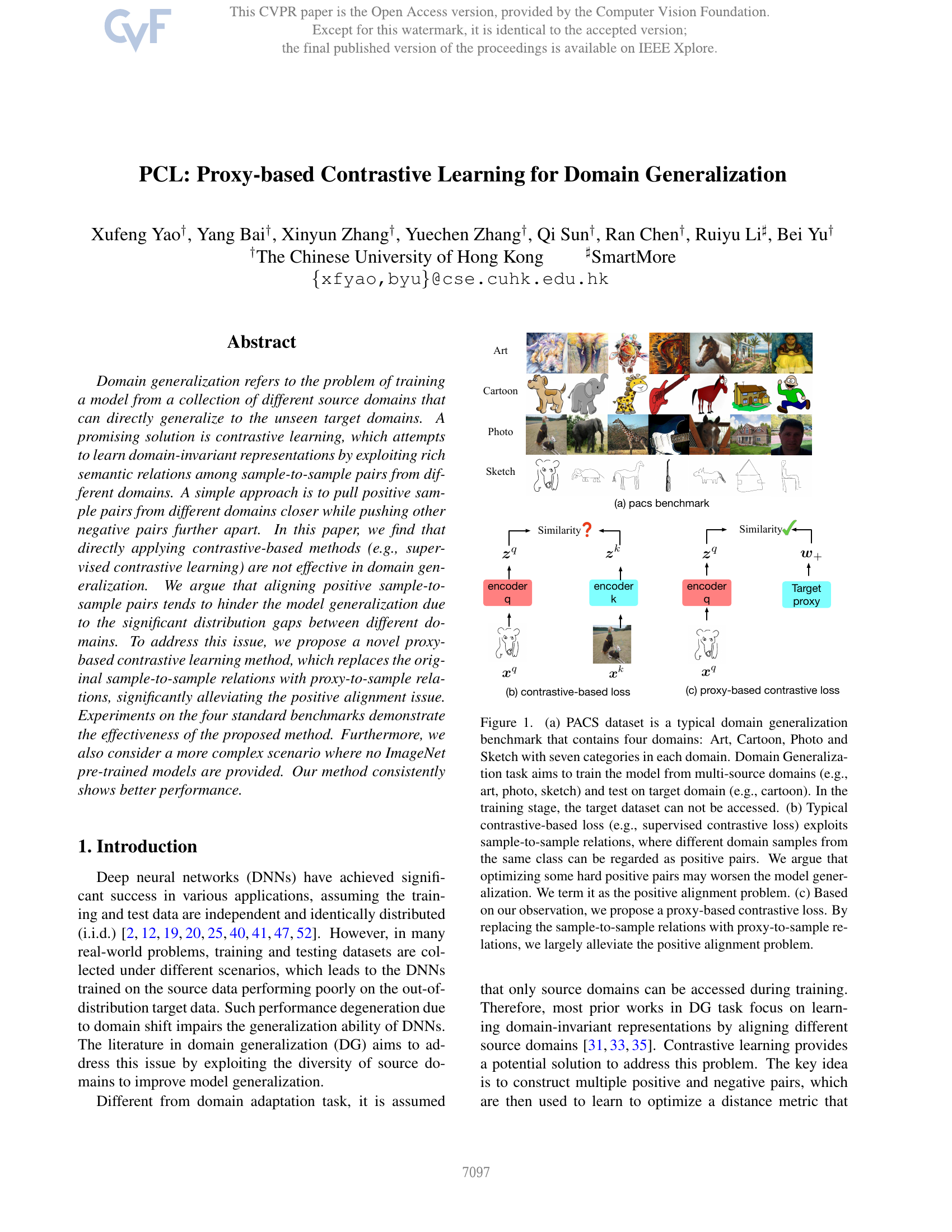 PCL: Proxy-Based Contrastive Learning for Domain Generalization
