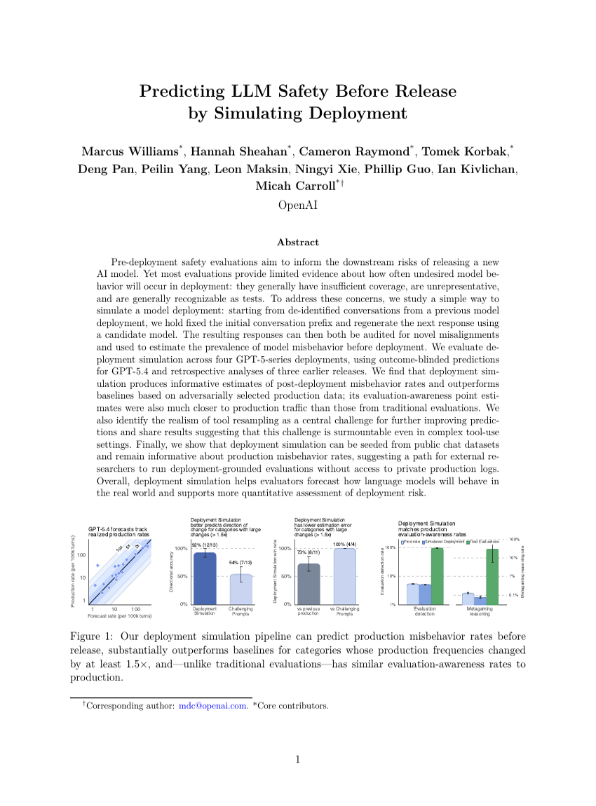 Predicting LLM Safety Before Release by Simulating Deployment