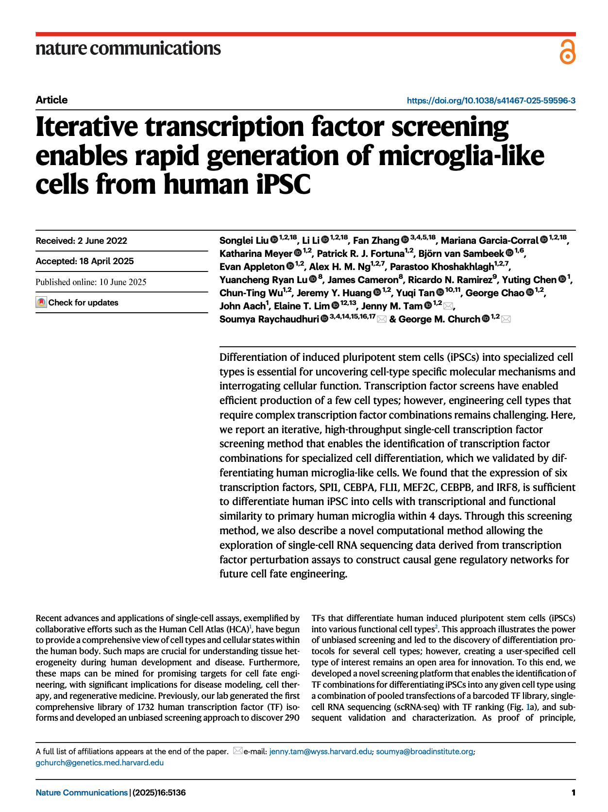 Iterative transcription factor screening enables rapid generation of microglia-like cells from human iPSC