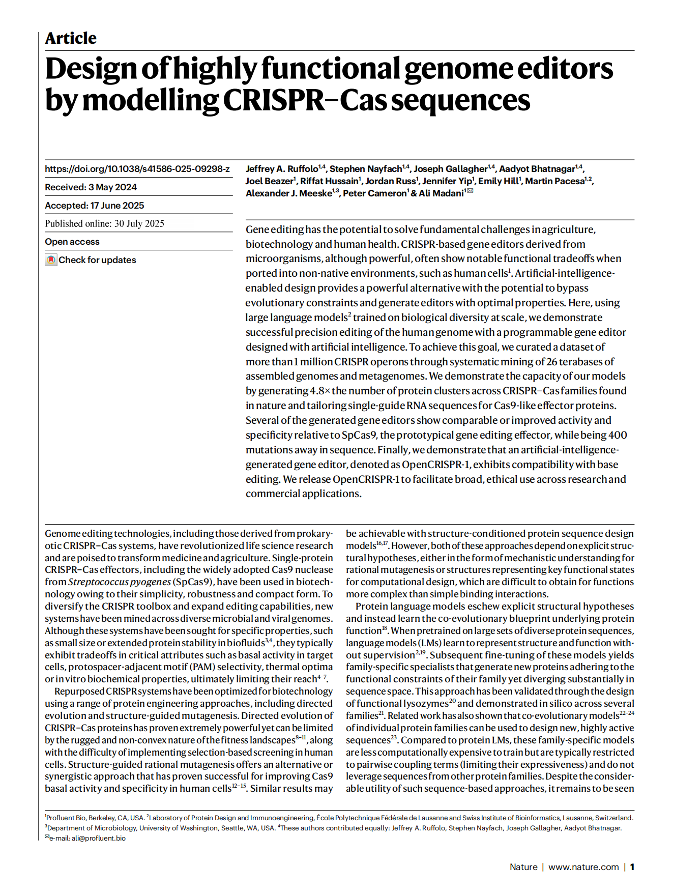 Design of highly functional genome editors by modelling CRISPR–Cas sequences