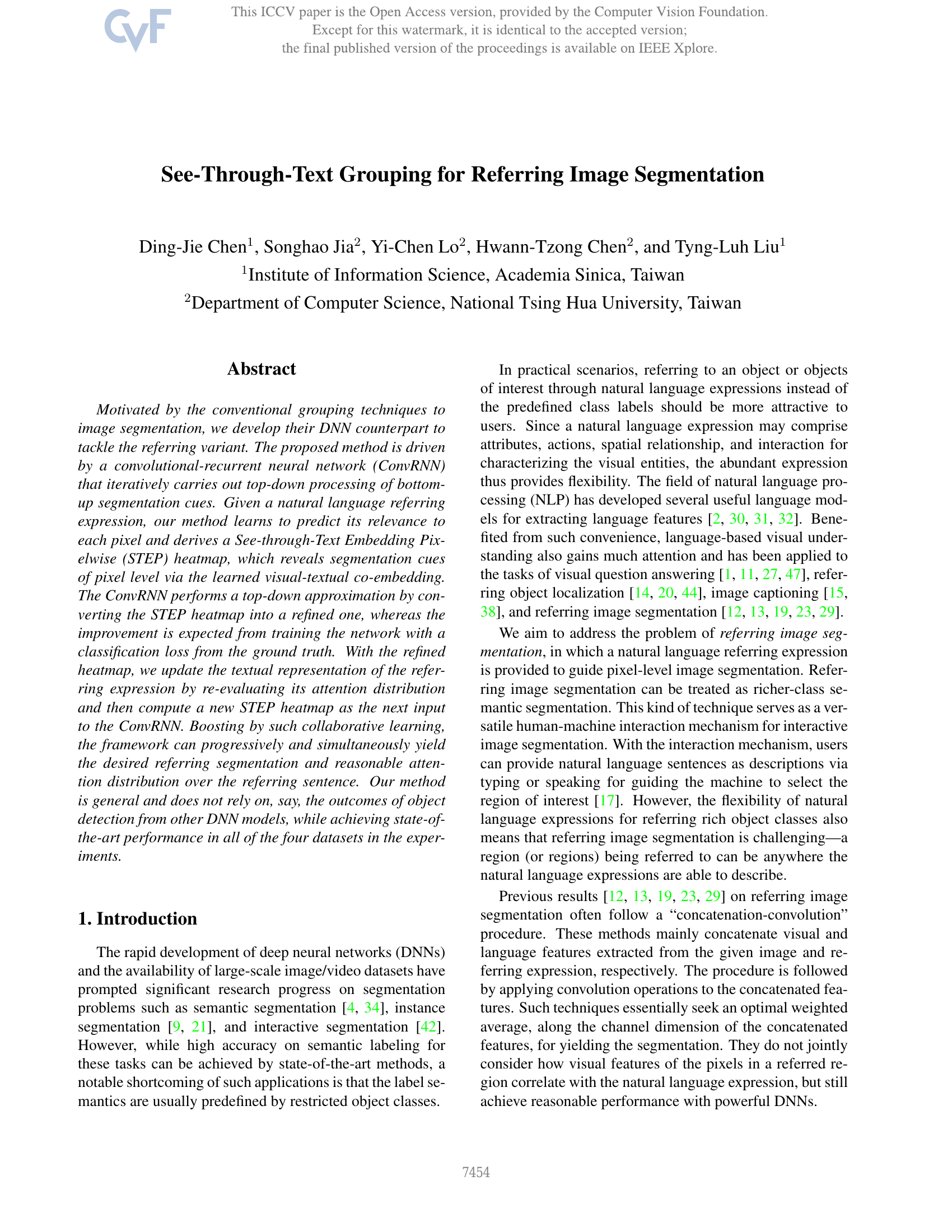 Regroupement de texte transparent pour la segmentation d’image par référence