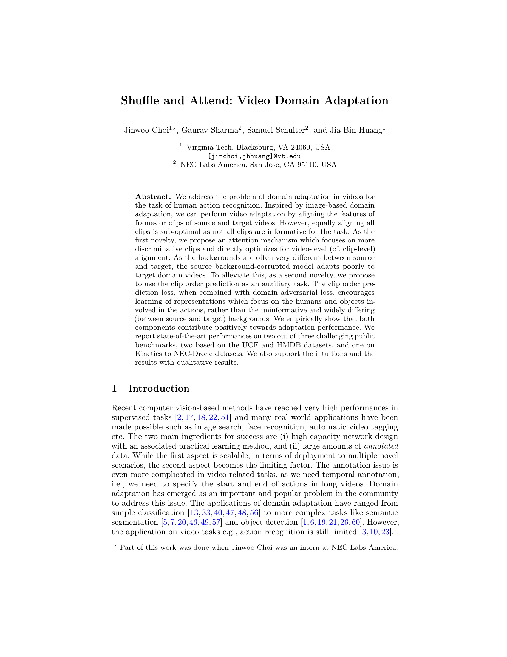 Shuffle and Attend: Video-Domänenanpassung