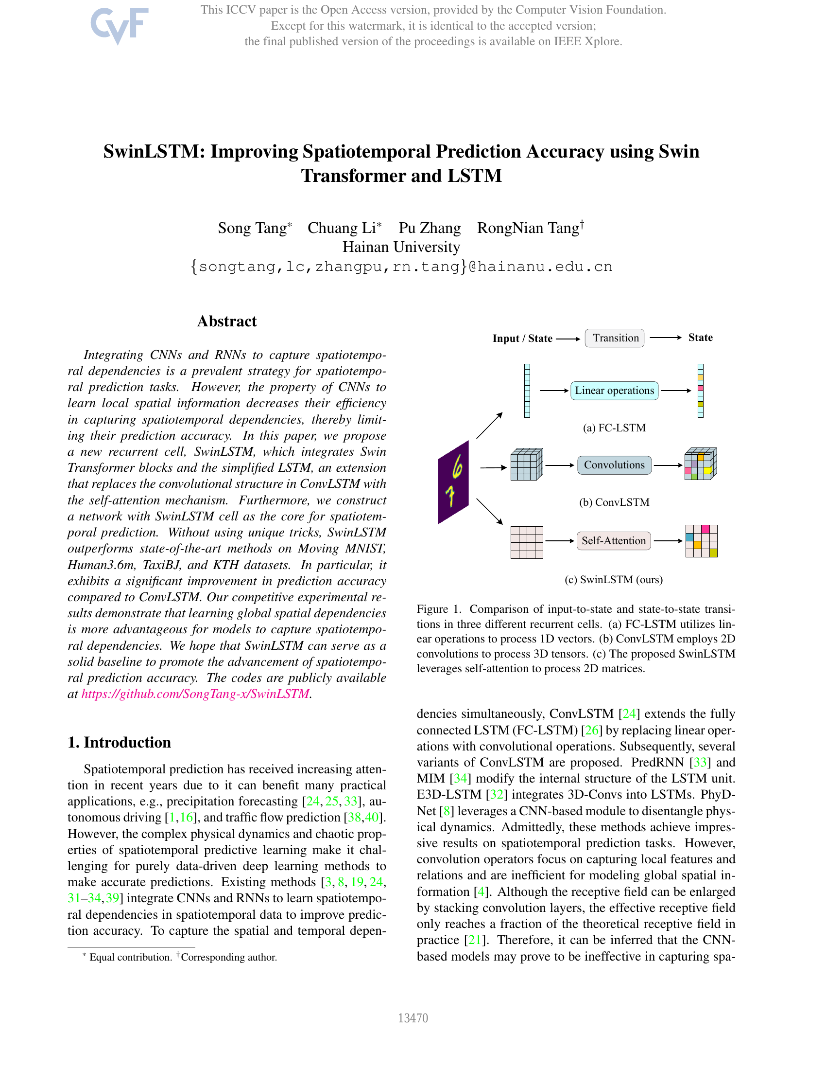 SwinLSTM : Amélioration de la précision de la prédiction spatio-temporelle à l’aide du Swin Transformer et de l’LSTM