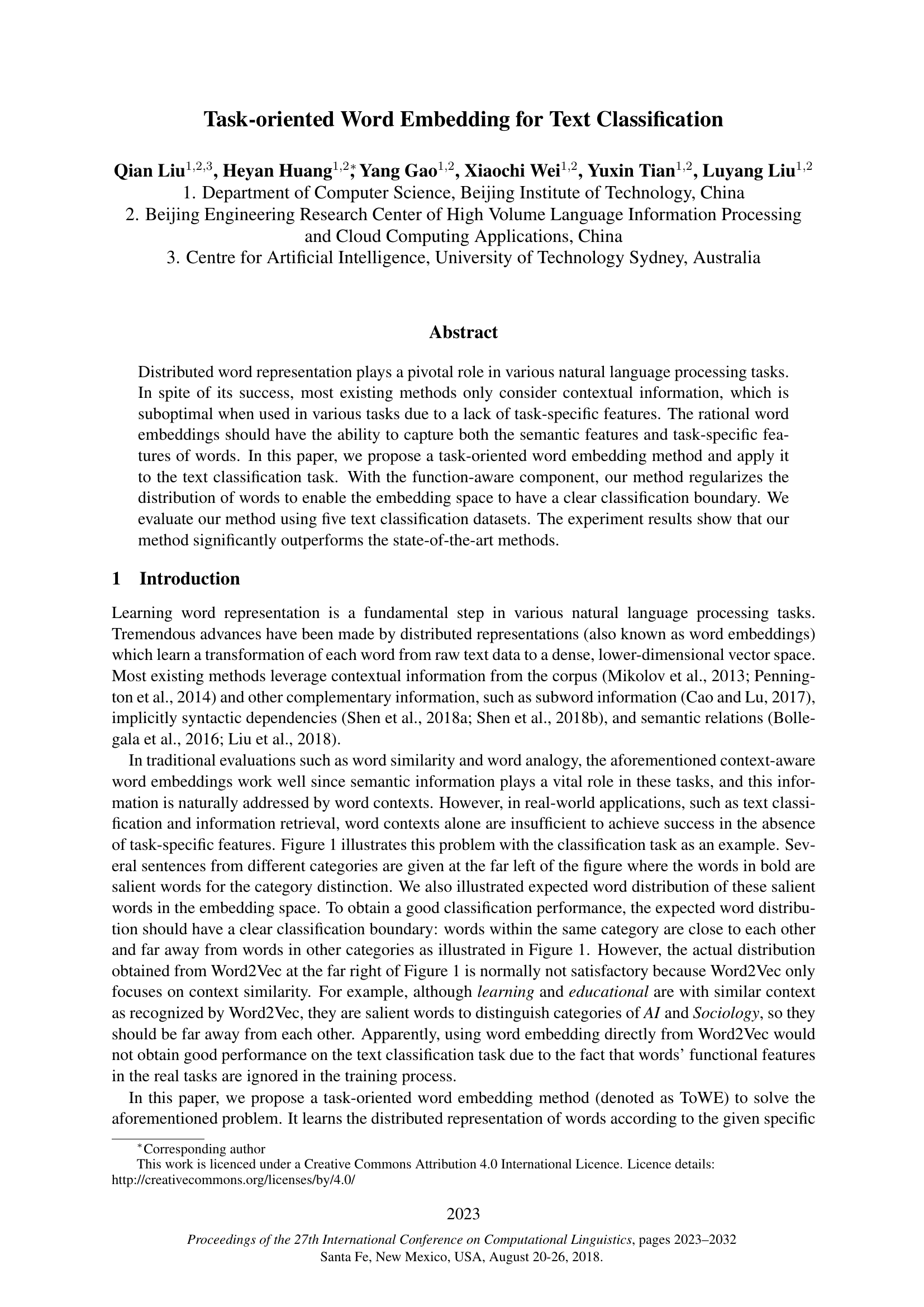 Aufgabenorientierte Wort-Embedding für die Textklassifikation