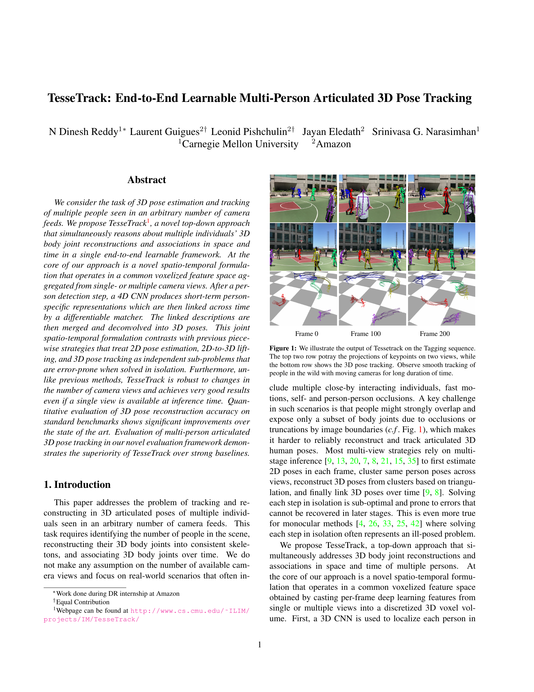 TesseTrack：端到端可学习的多人关节三维姿态跟踪