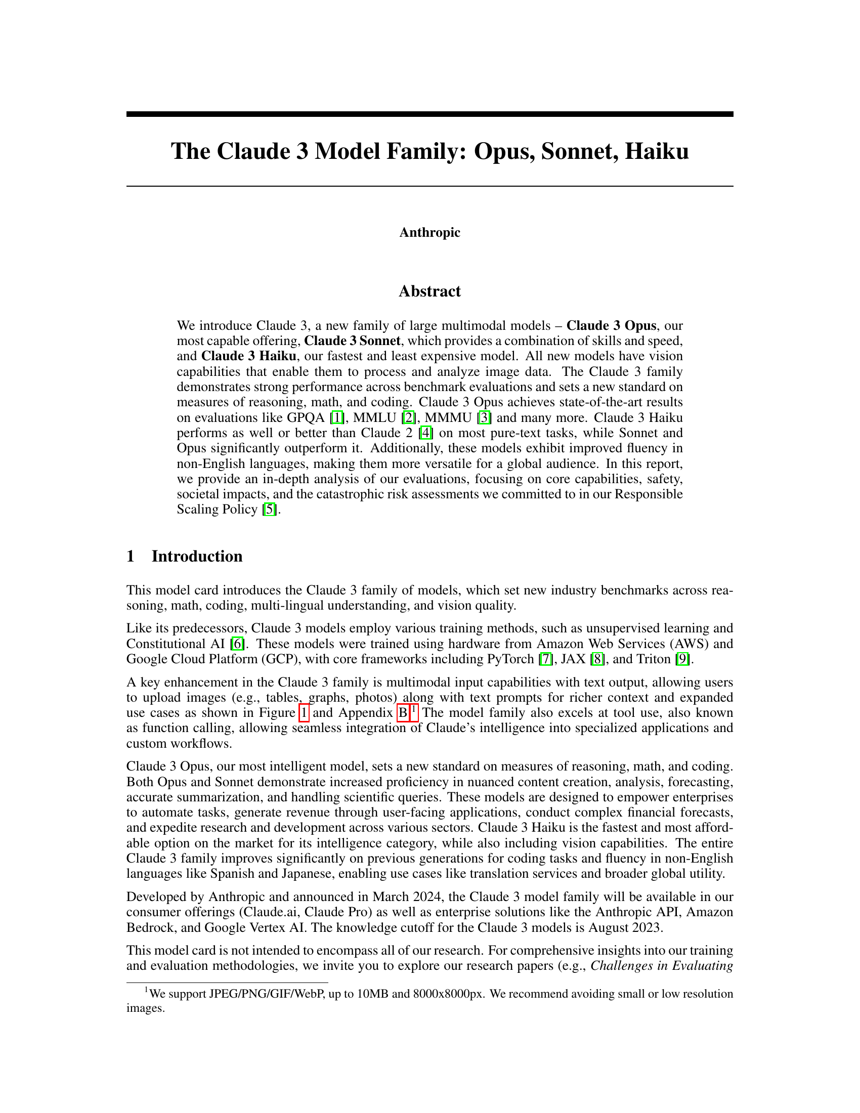 Claude 3 模型家族:Opus、Sonnet、Haiku