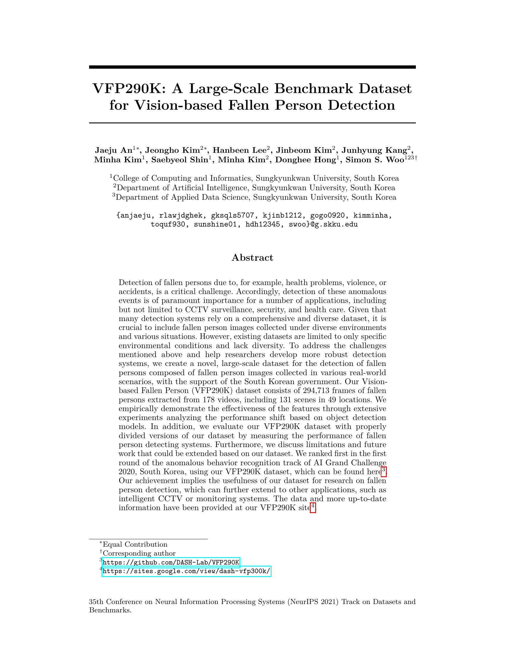 VFP290K：視覚ベースの転倒人物検出を 위한大規模ベンチマークデータセット