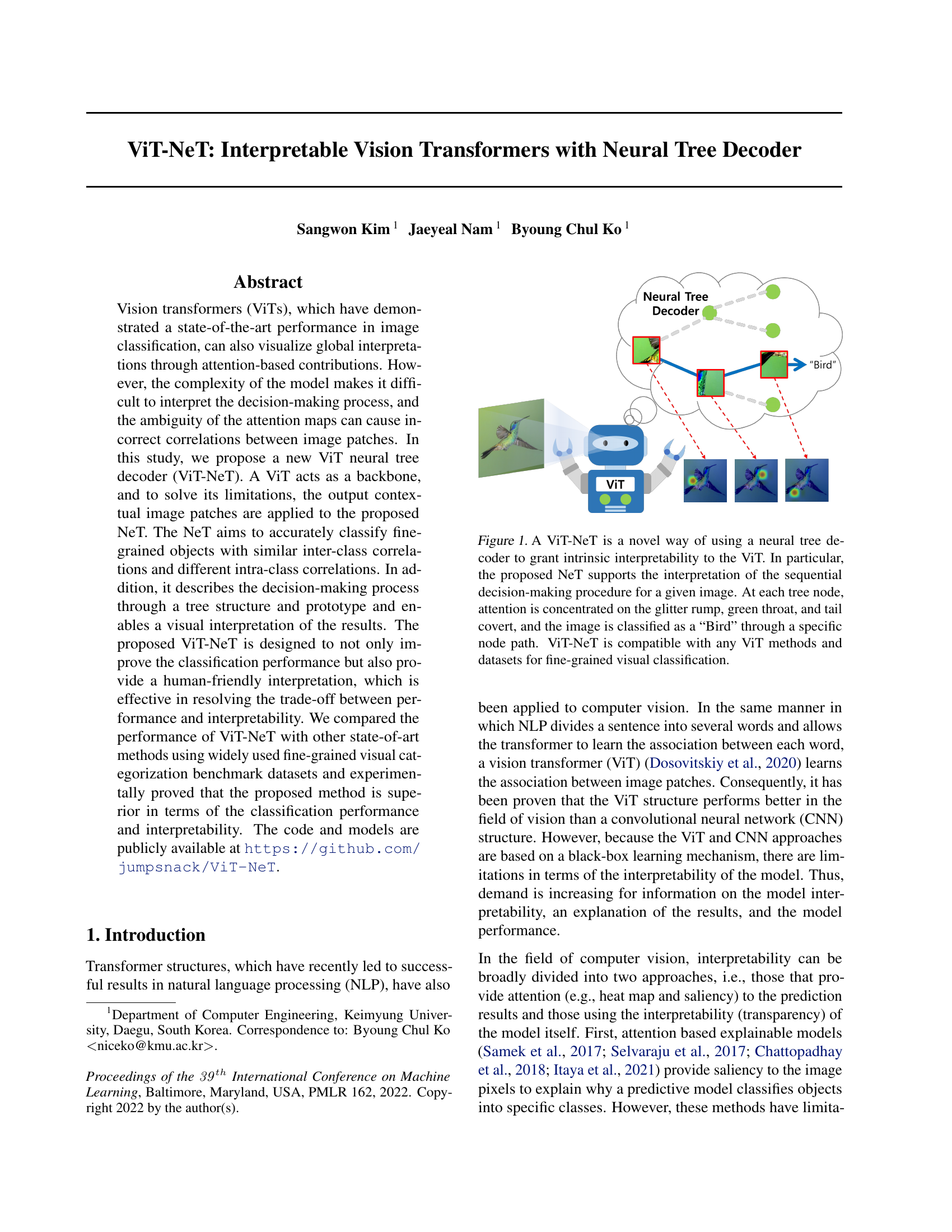 ViT-NeT:具有神经树解码器的可解释视觉Transformer