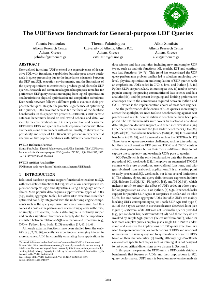 The UDFBench Benchmark for General-purpose UDF Queries