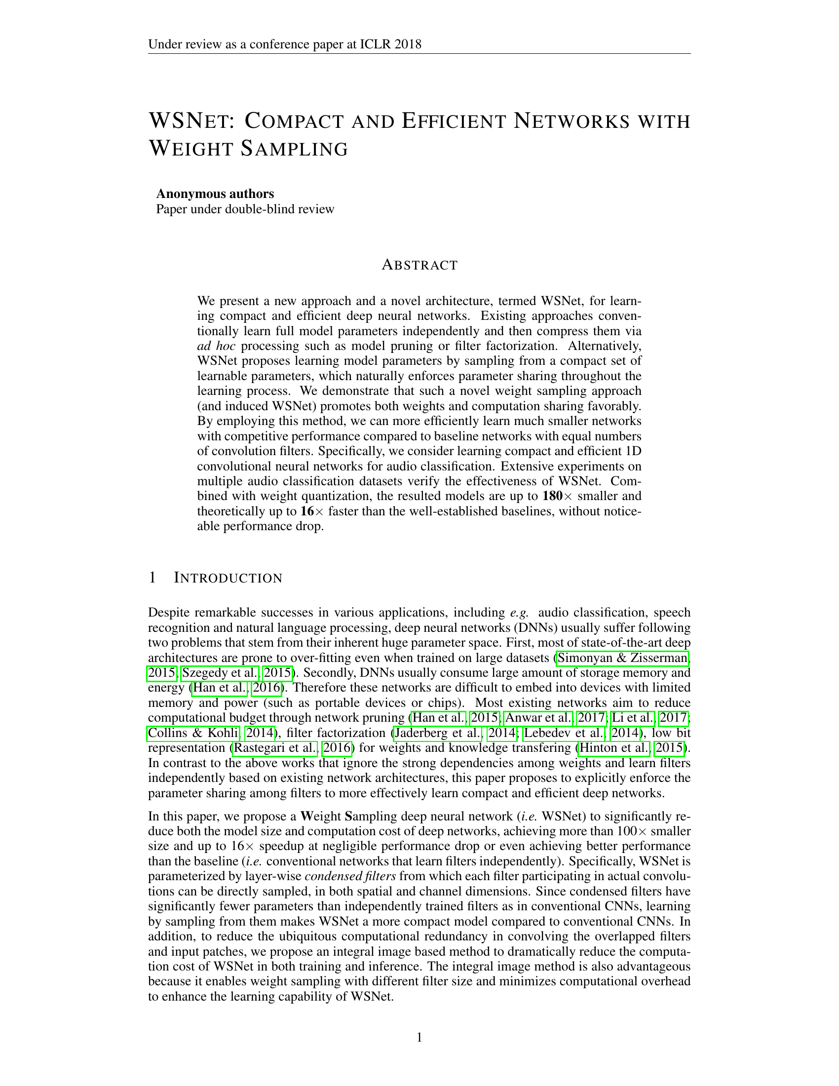 WSNet:通过权重采样学习紧凑高效的网络