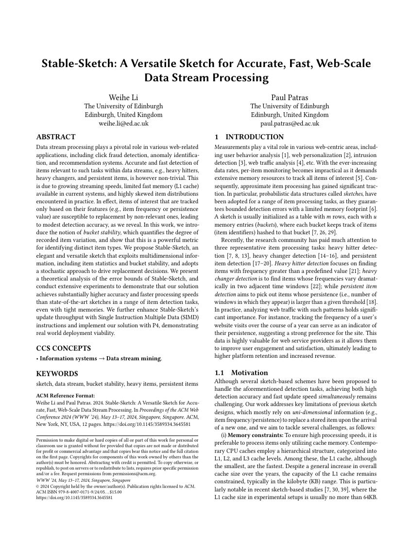 Stable-Sketch: A Versatile Sketch for Accurate, Fast, Web-Scale Data Stream Processing